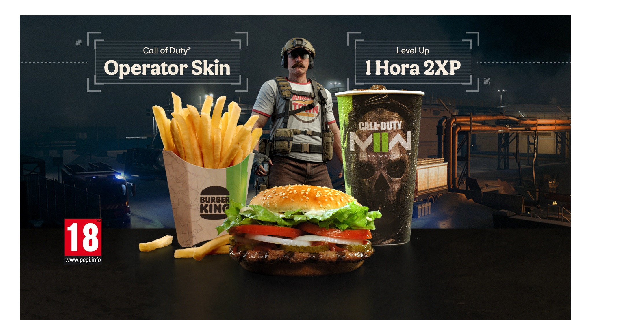 Burger King, presenta , lanzamiento , DAVID , campaña , inspirada , Call Of Duty, Modern Warfare, videojuego , Activision, operator skin, programapublicidad