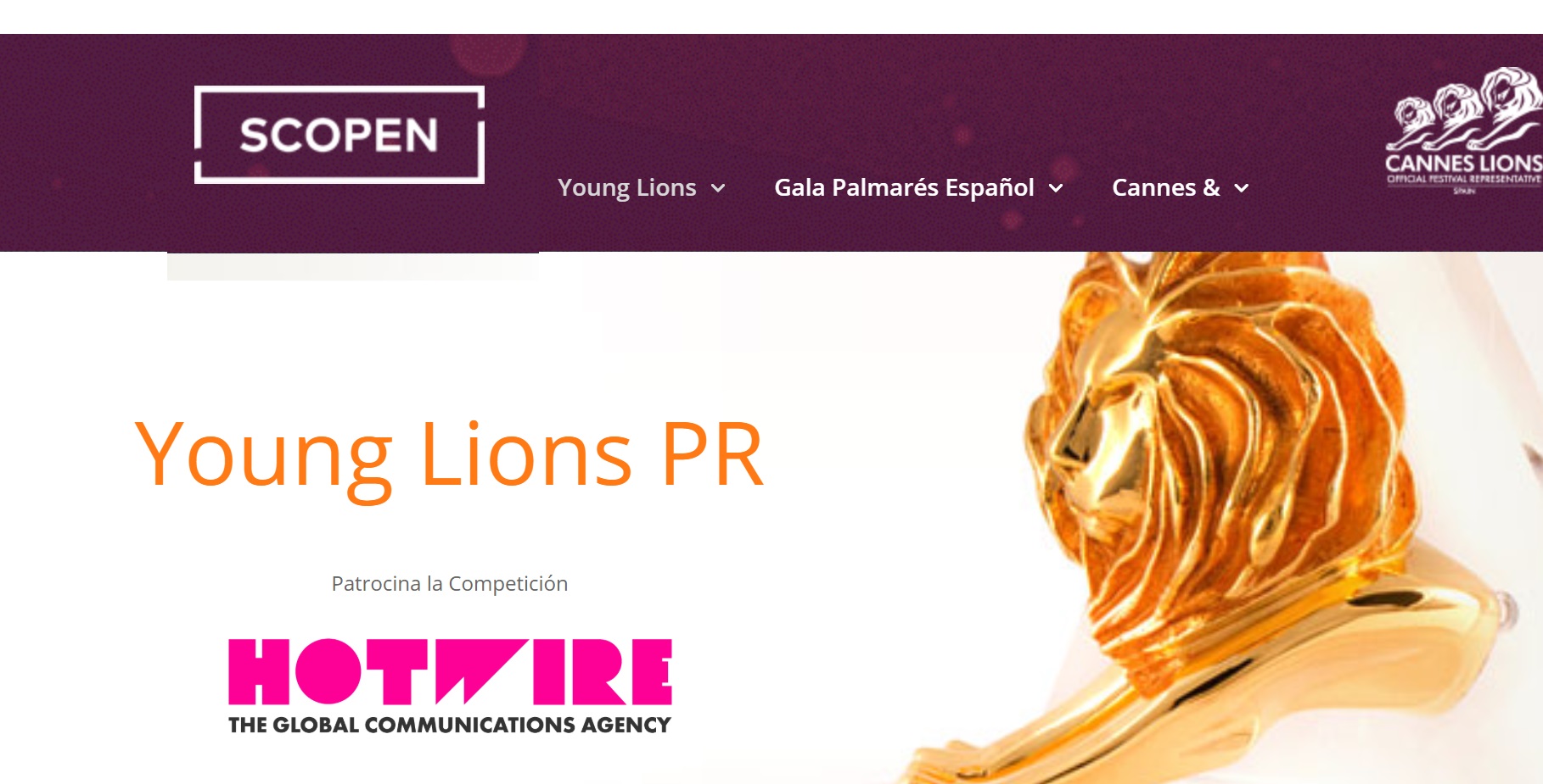 Young Lions PR scopen, hotwire, programapublicidad,