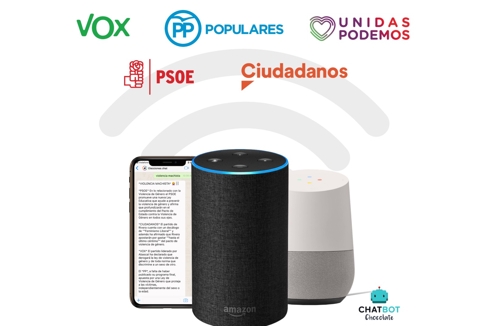 CHATBOT , VOICEBOT, PROGRAMAS POLÍTICOS, chocolate, programapublicidad