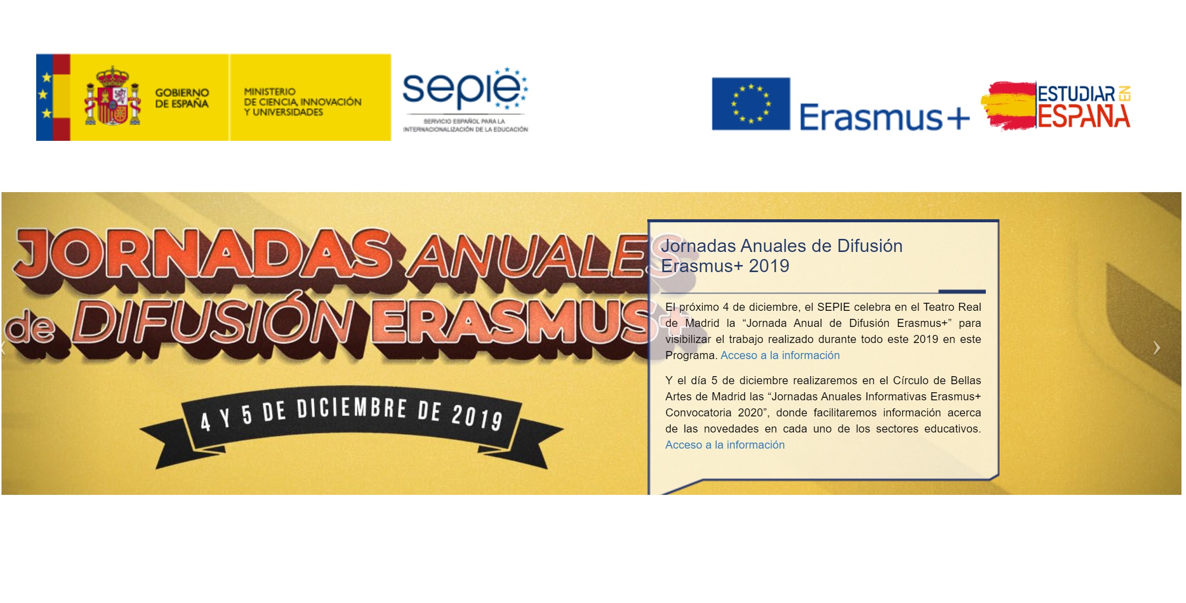 jornadas difusion, erasmus, sepie, programapublicidad