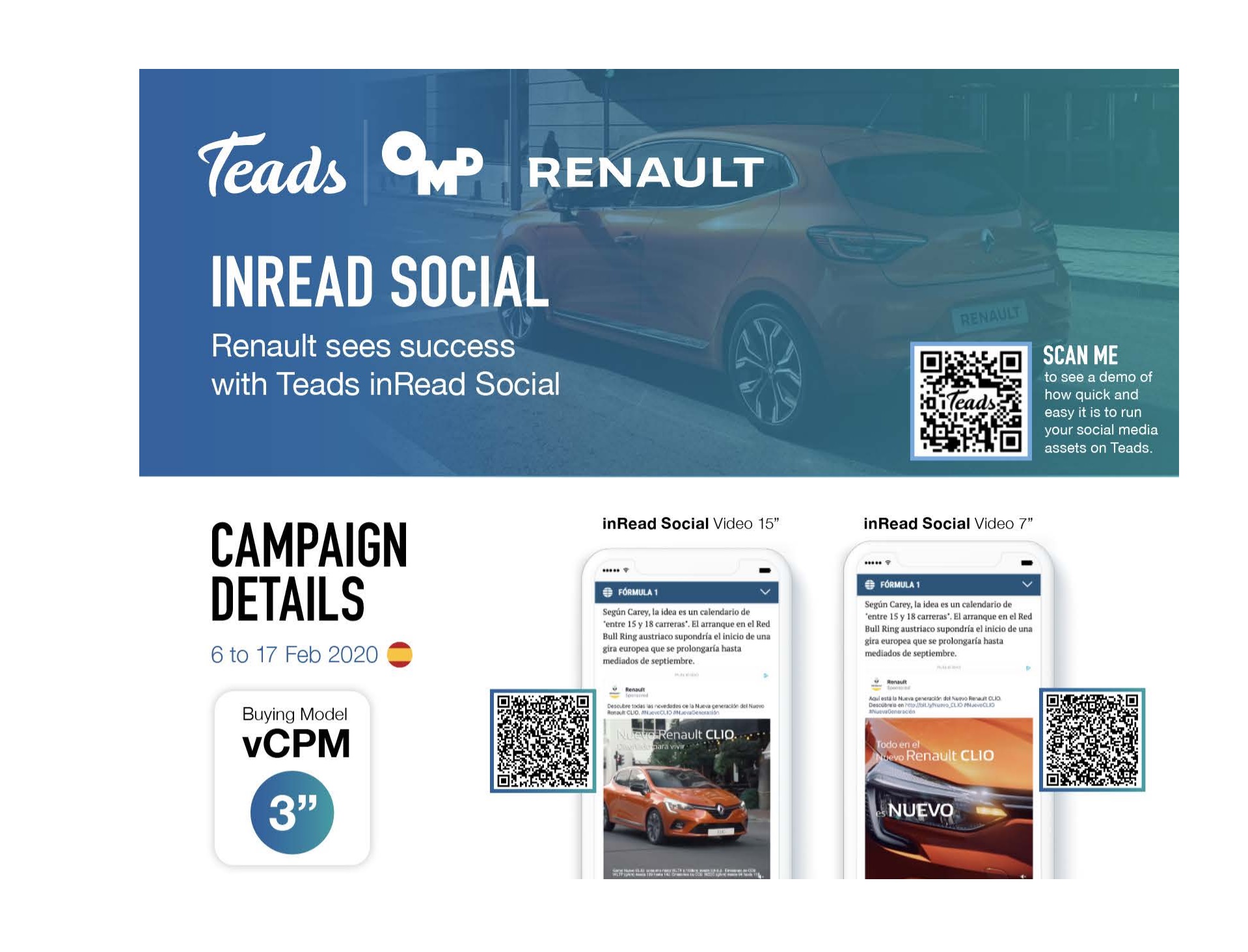 teads, inread, social, omd, renault, kpis, programapublicidad