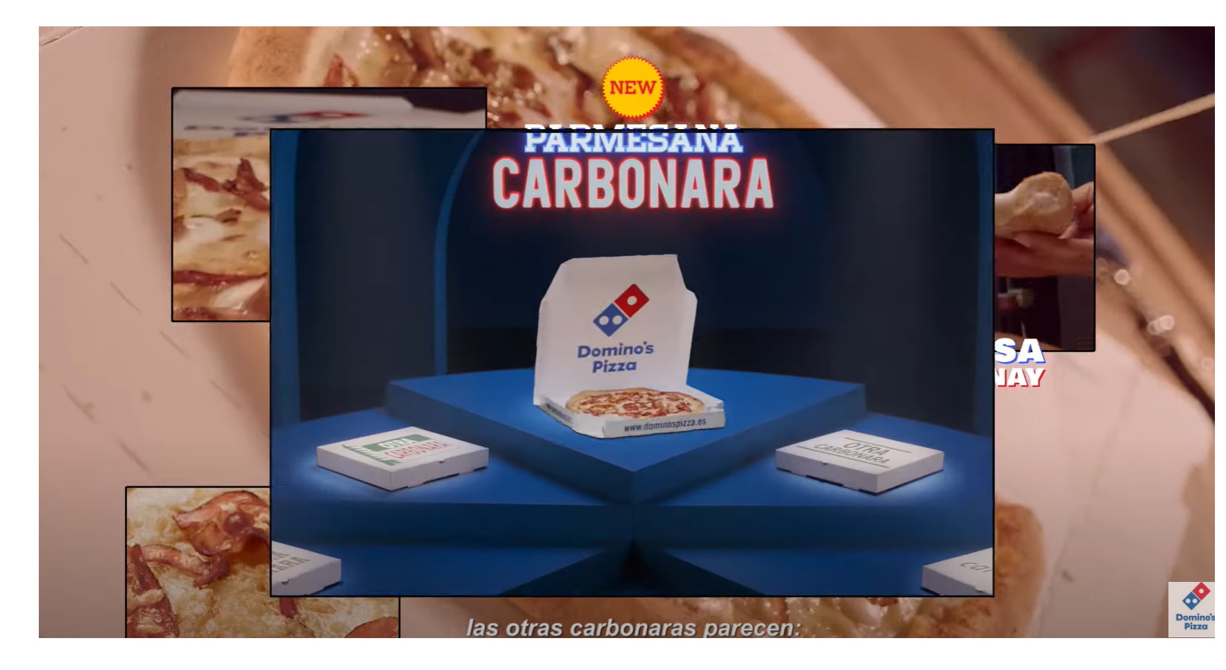 DOMINOS ,CUALQUIERCOSA, CARBONARA ,TEXAS, parmesana, grey, arema, programapublicidad