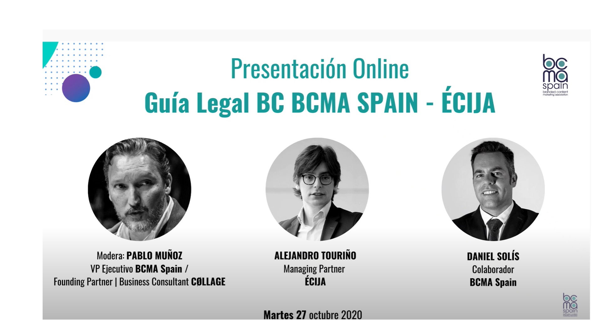 guia, legal, branded content, bcma, ecija, abogados, pablo muñoz, Touriño, solis, programapublicidad