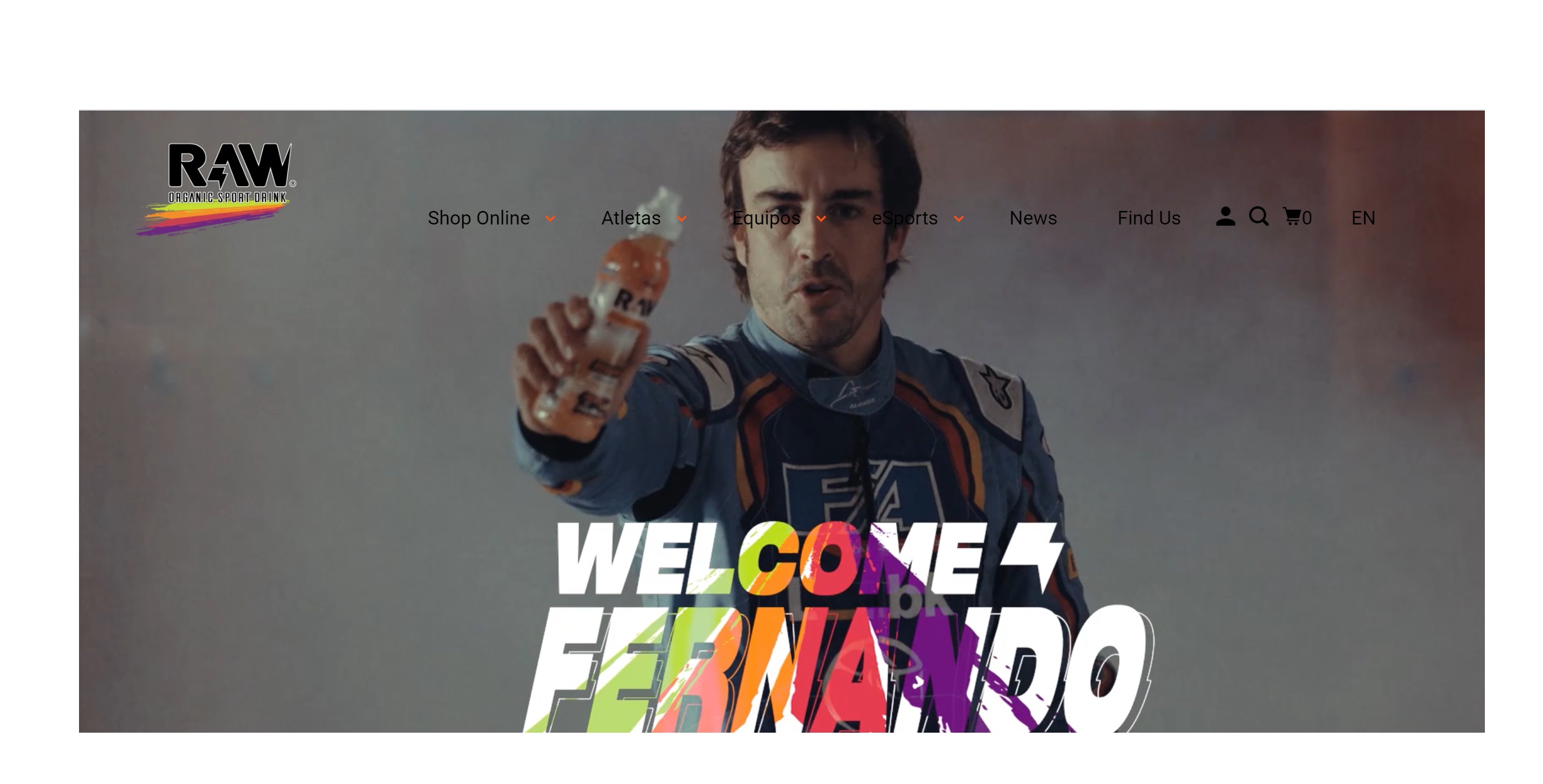 Fernando Alonso , embajador , accionista , RAW SPORT DRINK. ,programapublicidad