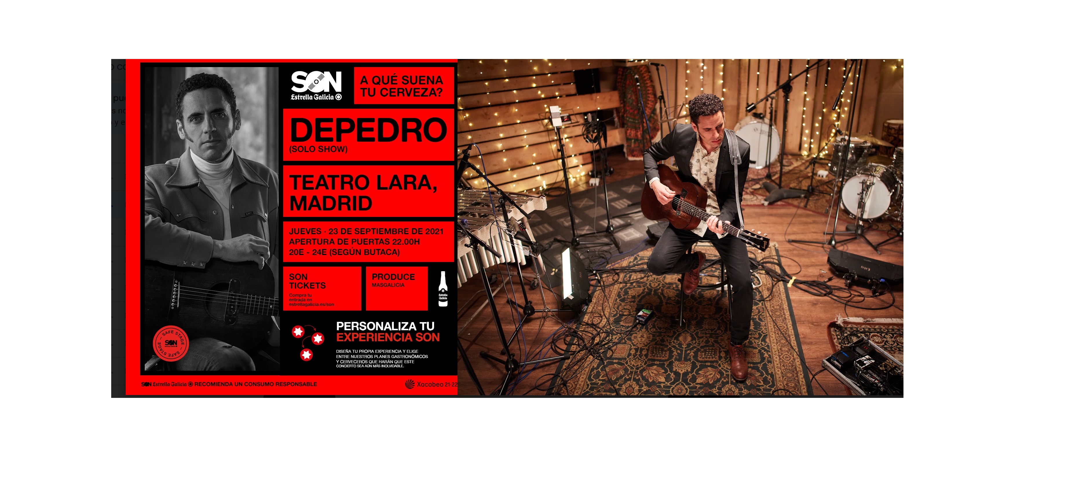 SON Estrella Galicia ,vuelve a las salas , concierto , de Depedro ,Teatro Lara ,programapublicidad