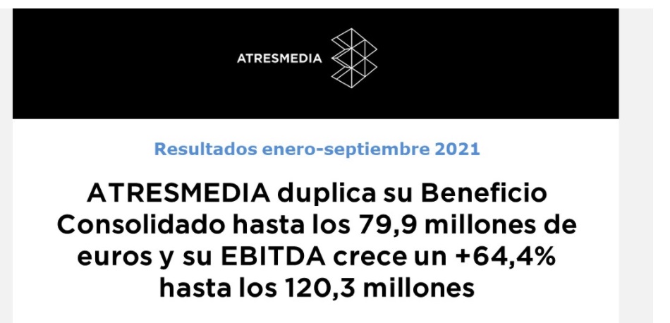 resultados, atresmedia, enero, septiembre, 2021 ,programapublicidad