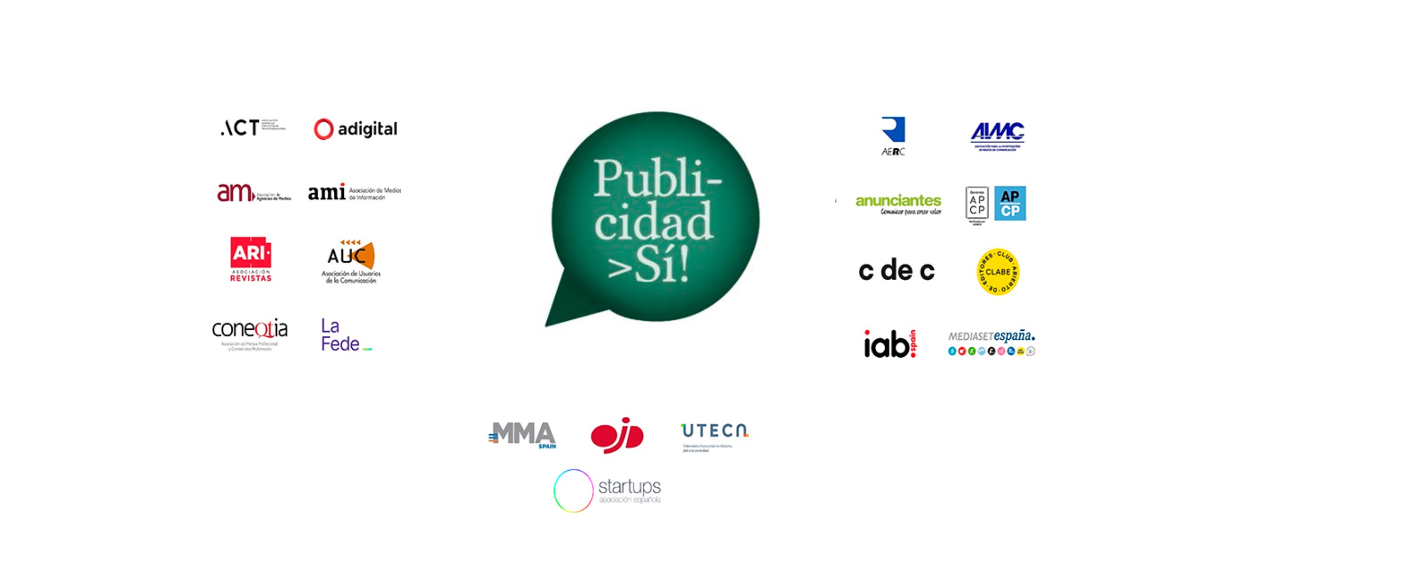 Carta abierta ,plataforma, ¡Publicidad, Sí! , Parlamento Europeo, logos, cdec ,aea, act, aimc, auc, ari, lafede, ojd, apcp, uteca, iab, mma, adigital, am ami, programapublicidad